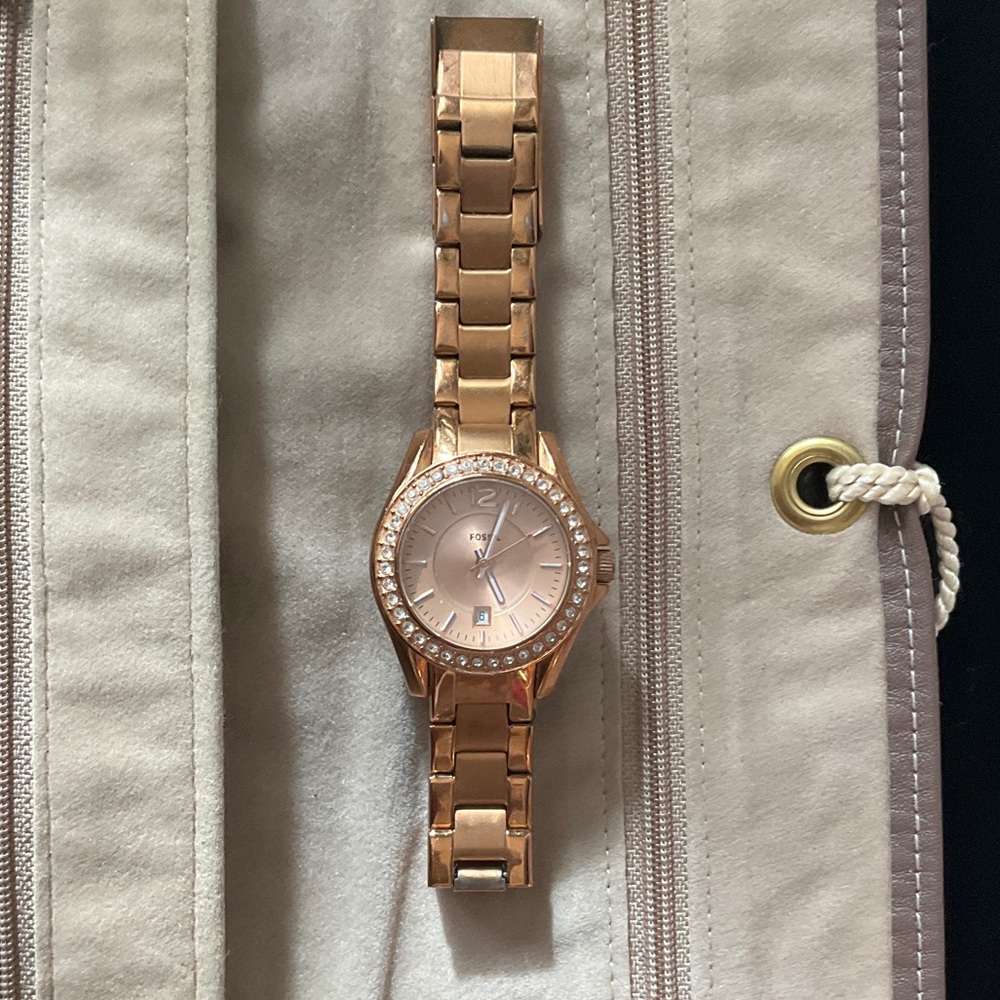 Fossil Rose Gold Women's Watch with Crystal Accents